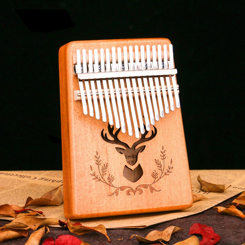 Mbira-instrumento Musical de madera de caoba africana, instrumento de percusión de 17 teclas con dedo, Sanza Mbira Carlimba, fácil de jugar con libro de aprendizaje: B