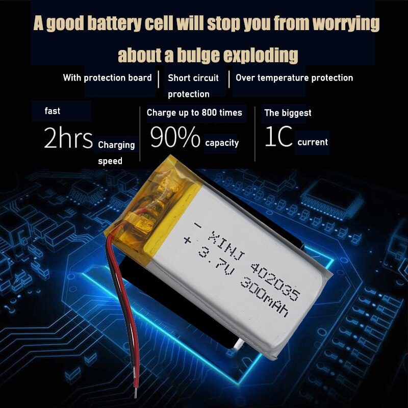 Baterías de polímero de litio Lipo de , 3,7 V, 402035 mAh, reemplazo de batería de iones de litio para auriculares Bt, juguetes MP3