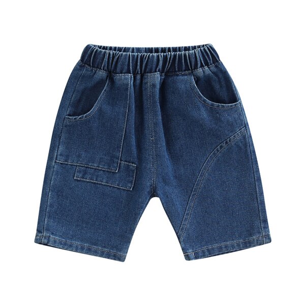 Blotona Little Boy Shorts, Elastic Waist Solid Color Denim Shorts with Pockets for Summer Spring Summer, 18Months-6Years: A1 / 5T