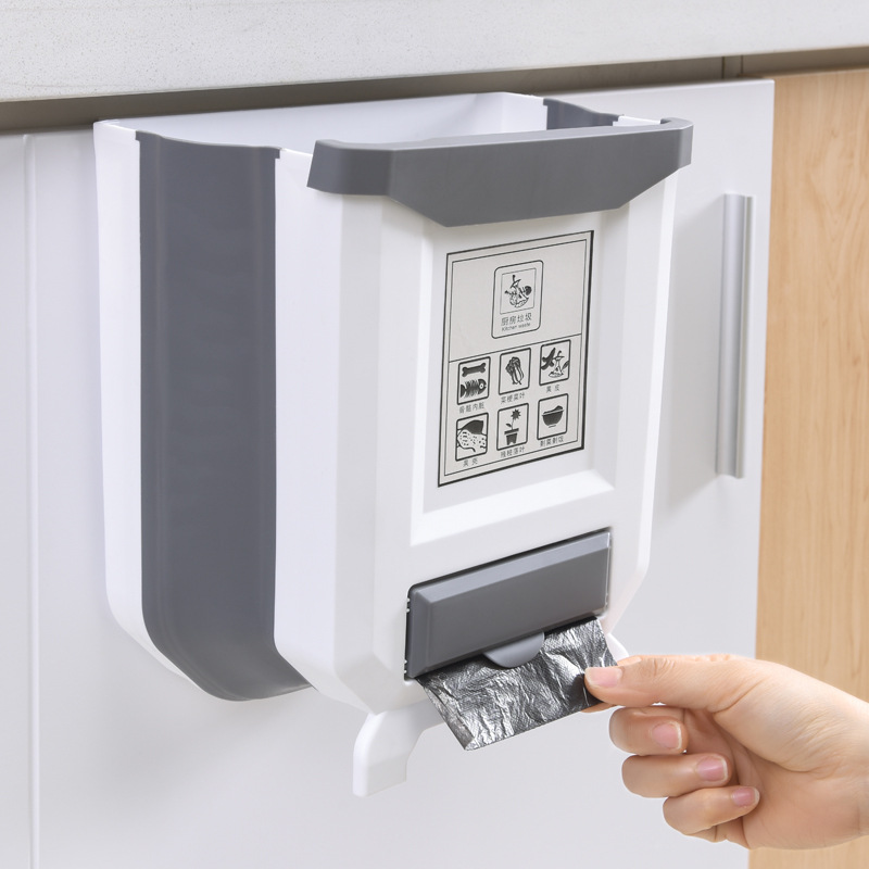 Trash Can Kitchen Wall-mounted Folding Trash Can Car Recycle Bin Trash Bin Dustbin Garbage Rubbish Bin Garbage Can Waste Bin 8L