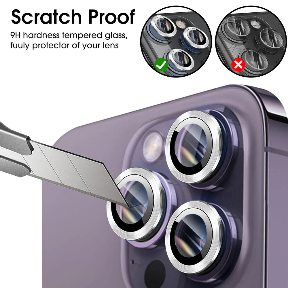 Protector de lente de cámara para iPhone 16 Pro/iPhone 16 Pro Max, funda protectora de vidrio templado, cubierta de cámara Individual de Metal amigable