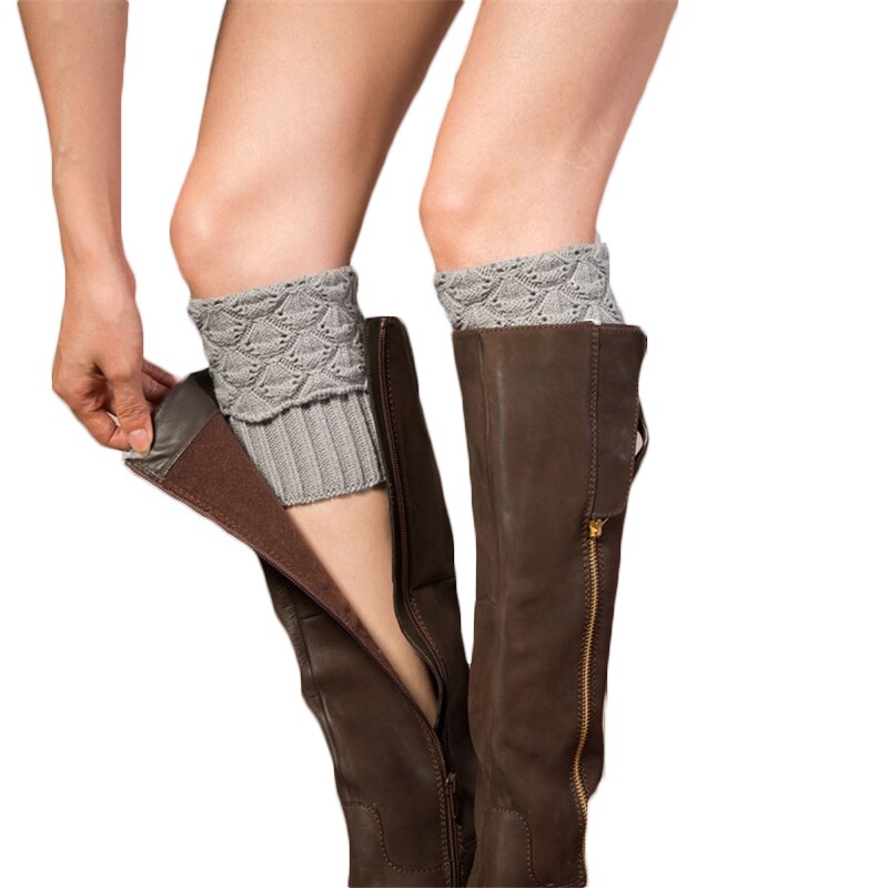 1 pair Women Autumn Winter Casual Leg Warmers Knitted Boot Cover Short Solid Color Socks Foot Warming Cover