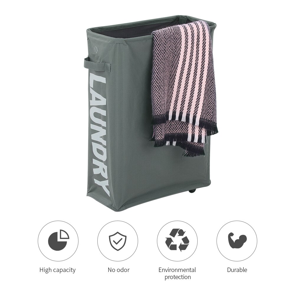 Foldable Laundry Basket with 4 Wheels Organizer Dirty Laundry Basket Bin Drawstring Laundry Bag Dirty Clothes Hamper