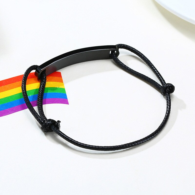 ZORCVENS nuevas pulseras trenzadas hechas a mano del Orgullo LGBT del arco iris del Color negro plata de acero inoxidable para las mujeres hombres joyería