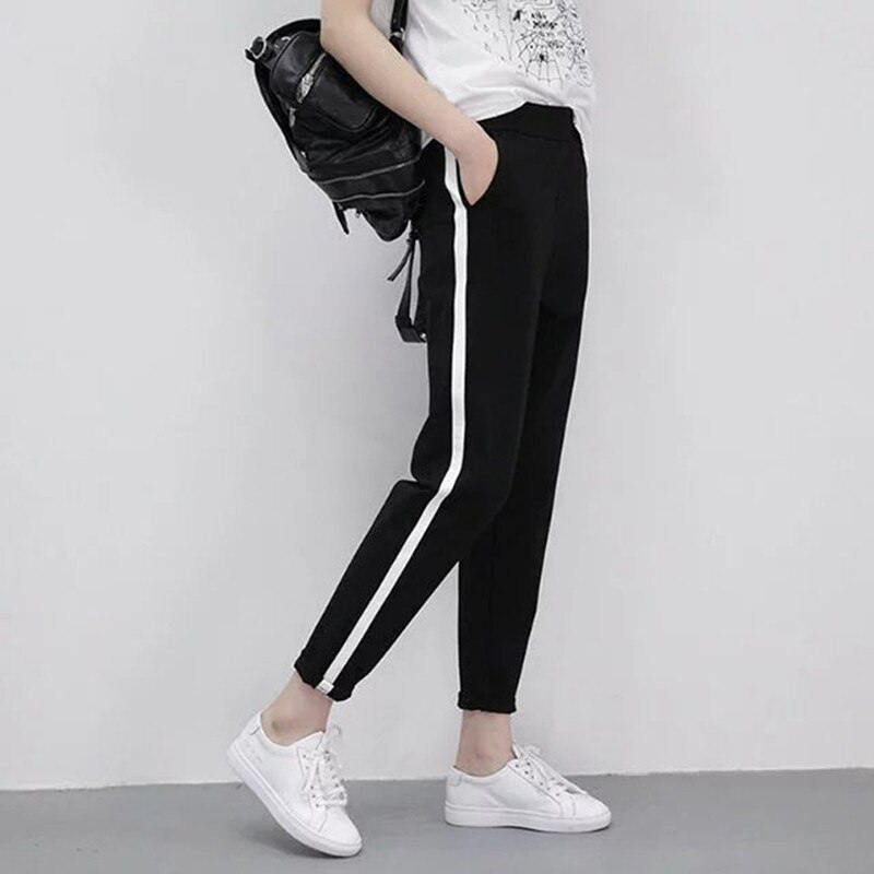 Spring Ladies Sports Trousers Unisex Jogging Pants Training Pants Elastic Waist Outdoor Running Pants: M