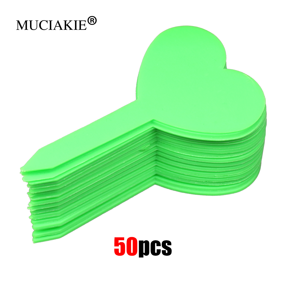 MUCIAKIE 50PCS Gardening Plant Heart Shape Waterproof Thick Tags Reusable Flower Label Markers Tools Garden Seedling Tray Mark: Green