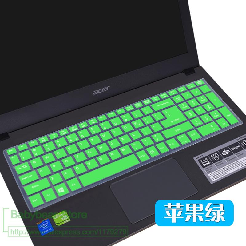 15 tommer tastatur silikonetastaturbeskyttelsesdæksel til acer aspire  e15 e 15 e5-573g 532 522 v3-574 f5-572 tmp 257 e5-573 e5 573g: Grøn