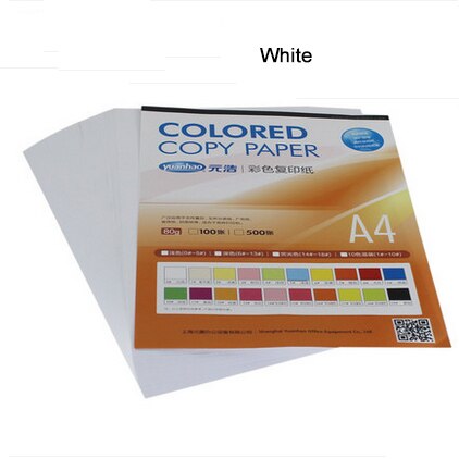 Copy printing color paper A4 100 sheets 80G Multicolors Handmade DIY paper Office School Supplies: White