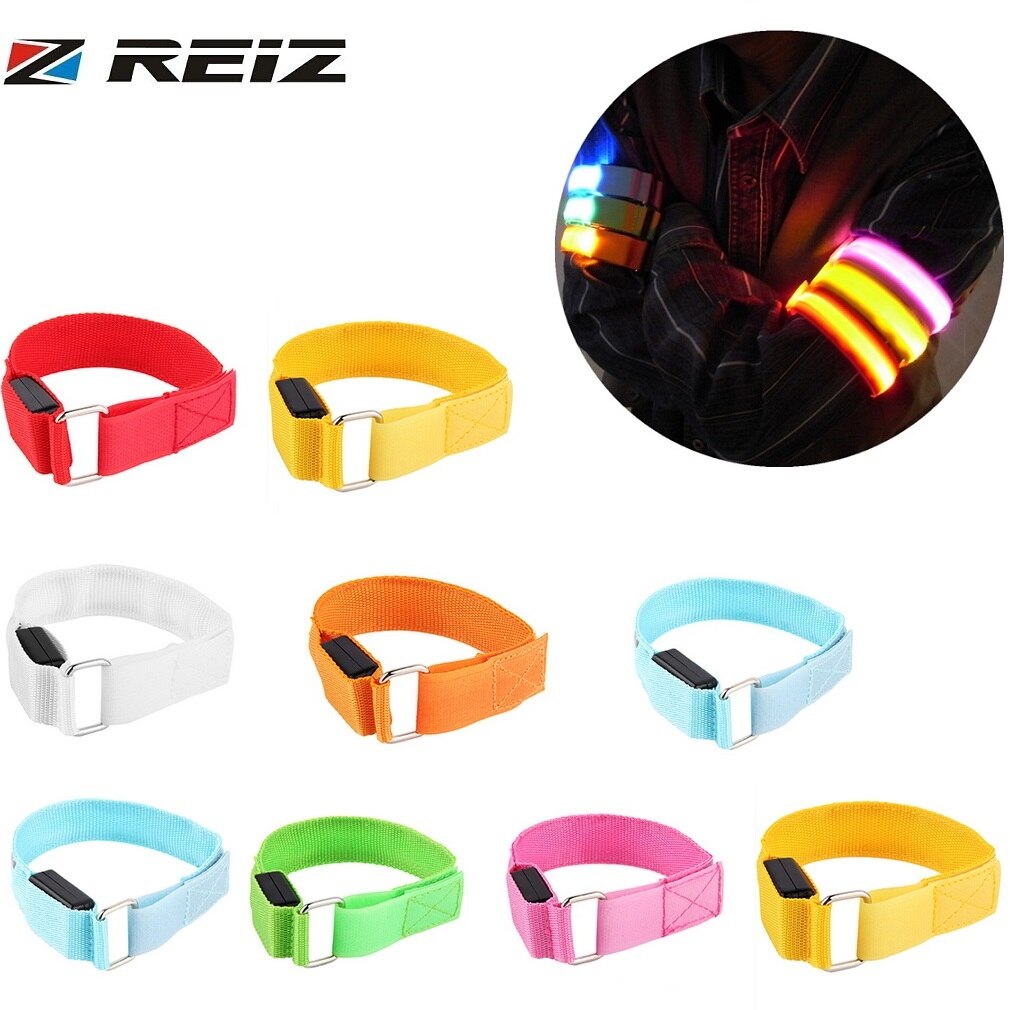 REIZ Arm Warmer Riem Fiets LED Lichtgevende Armband LED Veiligheid Sport Reflecterende Riem Snap Wrap Licht up Arm Band armband