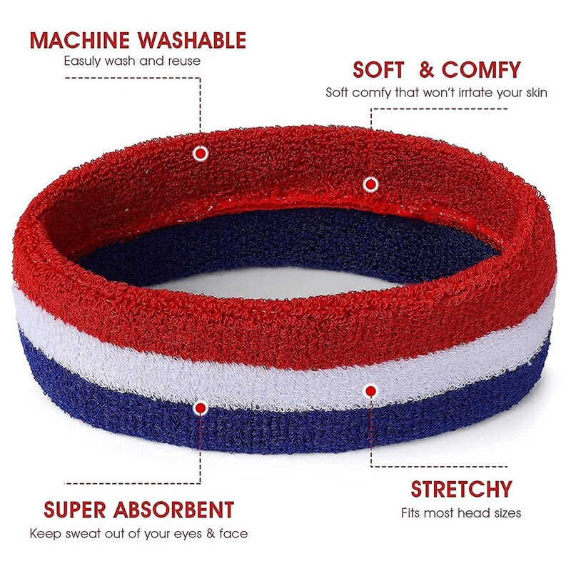 Headband and armband set, sports headband and armband, colorful striped sweatband for men and women