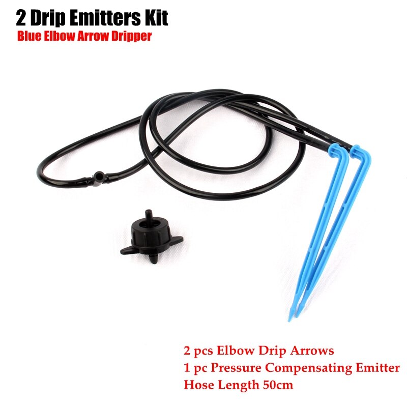 2Sets Garden Drip Irrigation System Kits Bonsai Flower Watering Drip Arrow Drippers Gardening Drip Emitters Sprinklers: 2Drip Blue Elbow