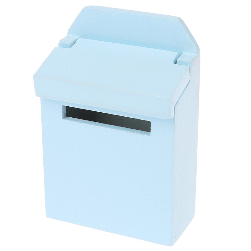 Diy 1:12 Kleurrijke Houten Mailbox Miniatuur Pop Meubels Mini Hout Brievenbus Mailbox Poppenhuis Miniaturen Accessoire Poppenhuis: Blauw