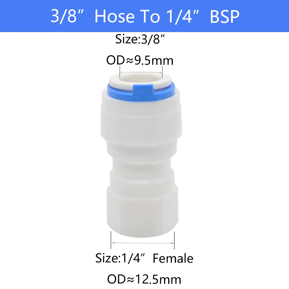 Aquarium Connector - Female Thread Adapter - Straight Combination Tube - Plastic: black