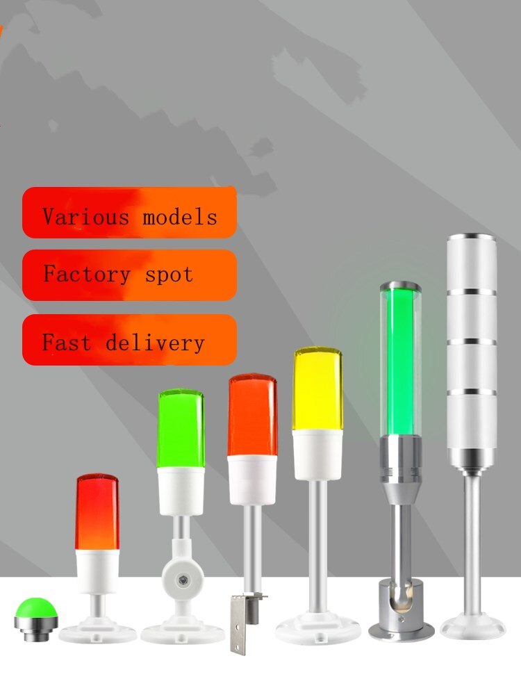 1Pcshigh Grand Aluminium Industriële Multilayer Stack Light 3 Layer Rood Glanzend Vouw Led Signaalzuil Voorzichtigheid Lamp Met zoemer