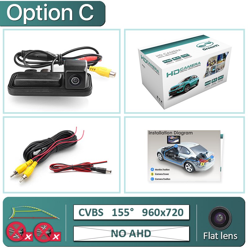 GreenYi 170° 1080P AHD Vehicle Rear View Camera for Mercedes Benz B Class W246 B180 B200 E W212 E Coupe/Cabrio W207 C/CLC W203: C-Dynamic Trajectory