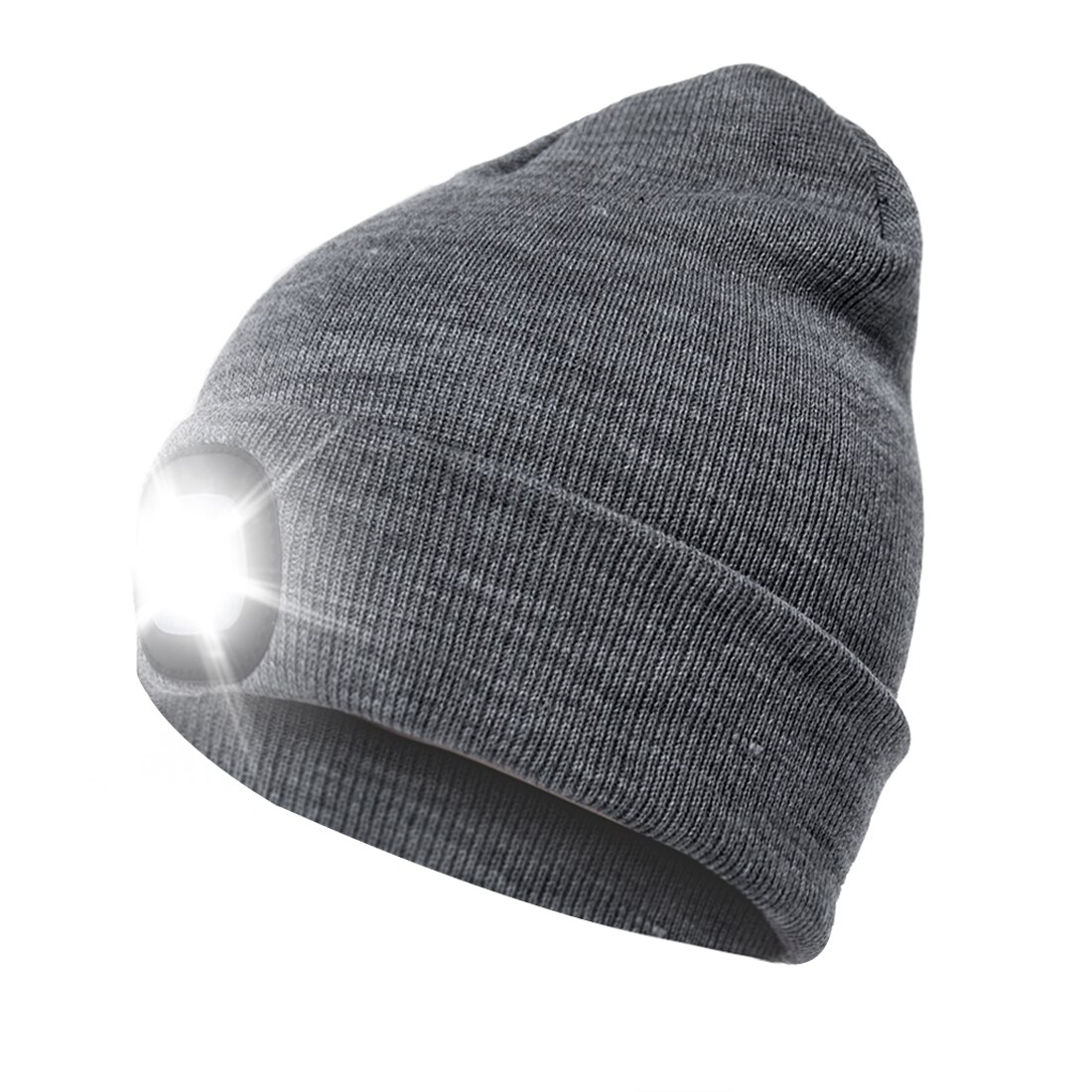 LED Light Headlights Skull Caps Unisex Button Battery LED Light Beanie Cap Winter Warmer Knit Caps Hat