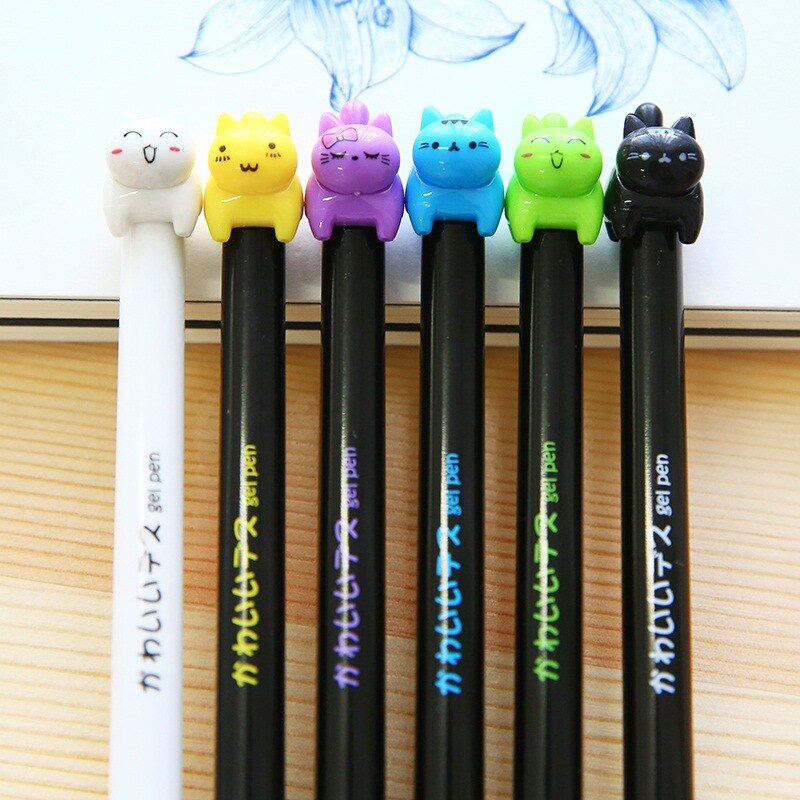 Kawaii Capybara Gelstifte 4er Set, Schwarze Tinte, Einziehbar, Süßes Schreibwaren Für Schule & Büro