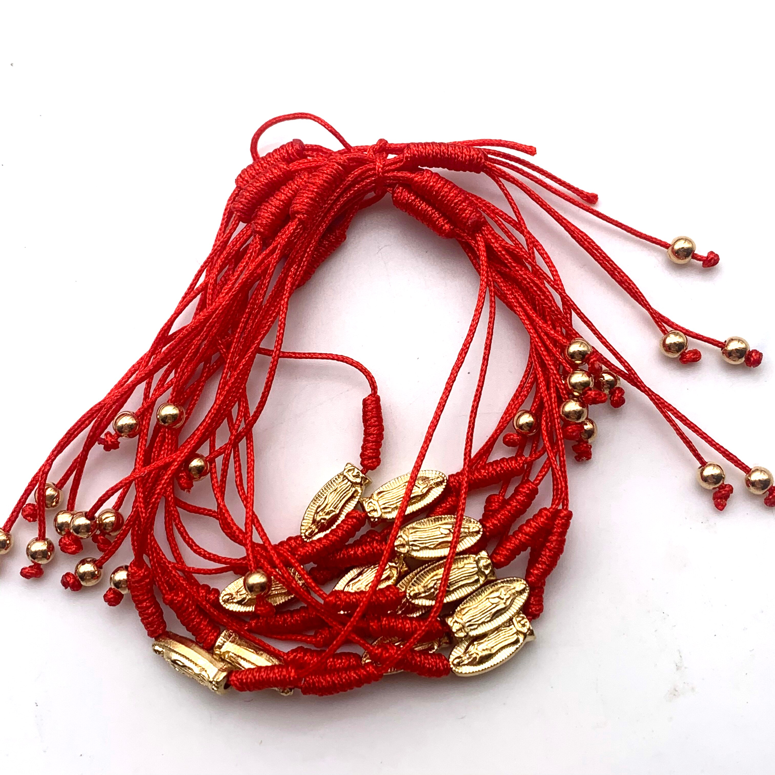 12 handgewebte armbänder mit goldenem motiv der jungfrau Maria/des heiligen Judas – Ideal für freunde, Partner und familie.: rot jungfrau Maria