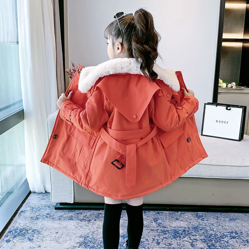 Winter Mädchen Jacke Winddicht Warme Mantel Pelz Kragen Outwear Zweireiher lässig freundlicher freundlicher Kleidung 4-16 Jahre alt