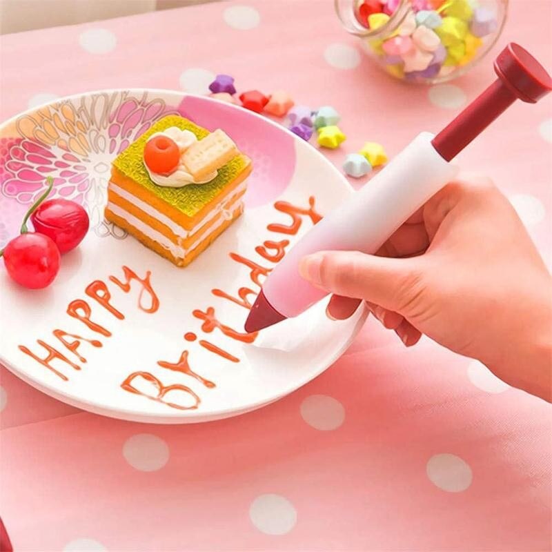 Siliconen Fondant Cake Spuit Pen Fondant Cake Pen Bakken Gebak Spuit Gereedschap Diy Icing Decoratie Chocolade Schrijven Cake S4R3