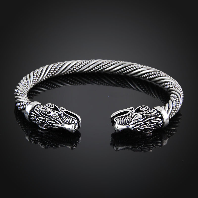 LAKONE Teen Wolf Head Bracelet Indian Jewelry Accessories Viking Bracelet Men Wristband Cuff Bracelets For Women Bangles