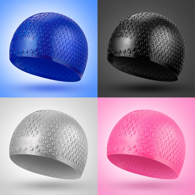 3D Elastic Silica Gel Swimming Cap Waterproof Ear Protection Adult Men Women Long Hair Swim Hat Cover Ear Bone Pool