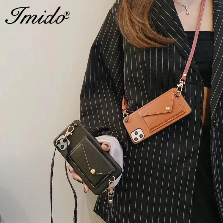 Portefeuille-style étui de téléphone portable sac IPhone11pro carte cuir messager corde adapté pour IPhone X XR XS Max coque de téléphone sac à main