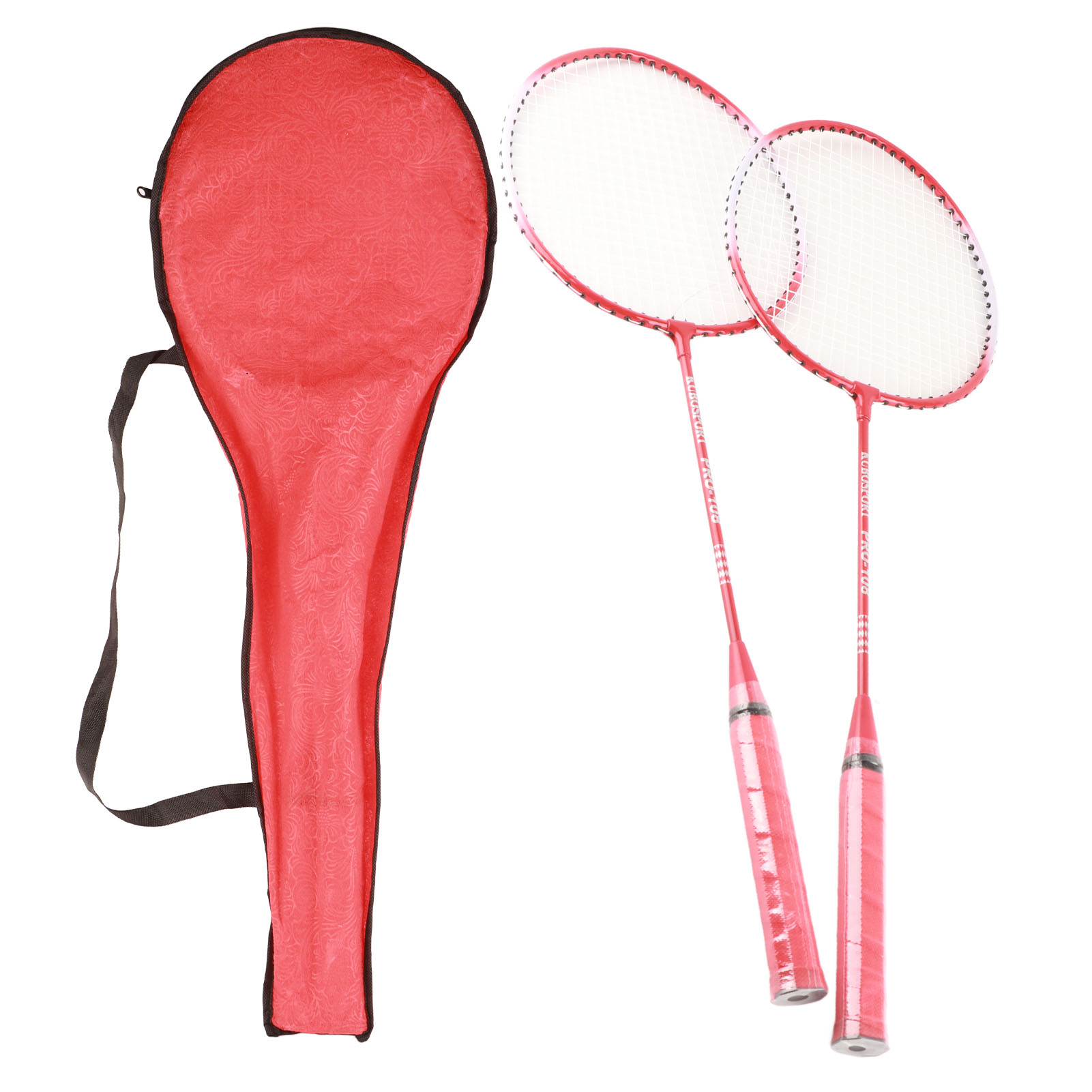 Badminton Racket 2 Player Super Light Split Handle Iron Alloy Badminton Racket Set for Beginner Children: Red
