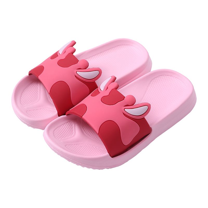 Chłopcy dziewczęta klapki łazienkowe dla dzieci kreskówka zwierzę antypoślizgowe sandały plażbyć winnym A69C: Różowy / 19.5cm