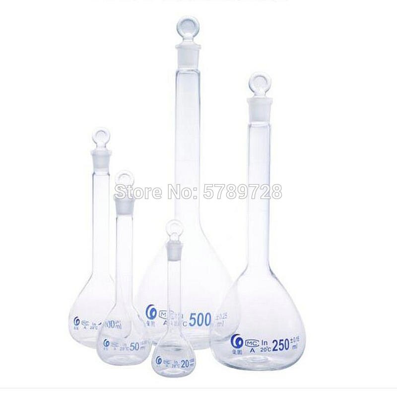 2pcs/lot 5ml to 500ml Lab Glass Volumetric Flask with Stopper Lab Chemistry Glassware Laboratory Equipment