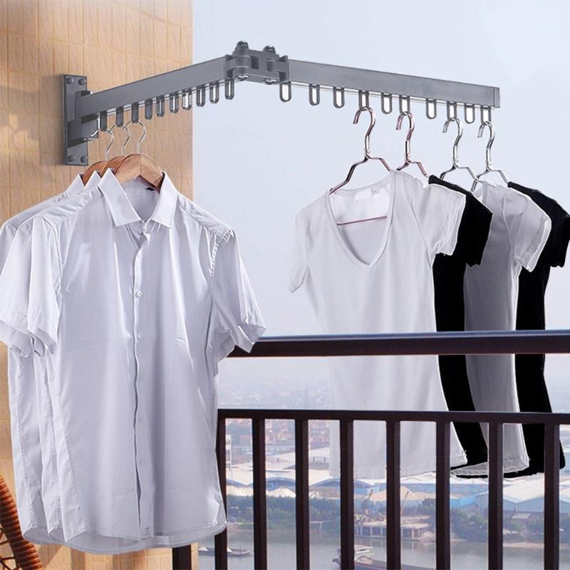 Opvouwbare wandhanger voor droogrek voor binnen op balkon, uitschuifbare hanger