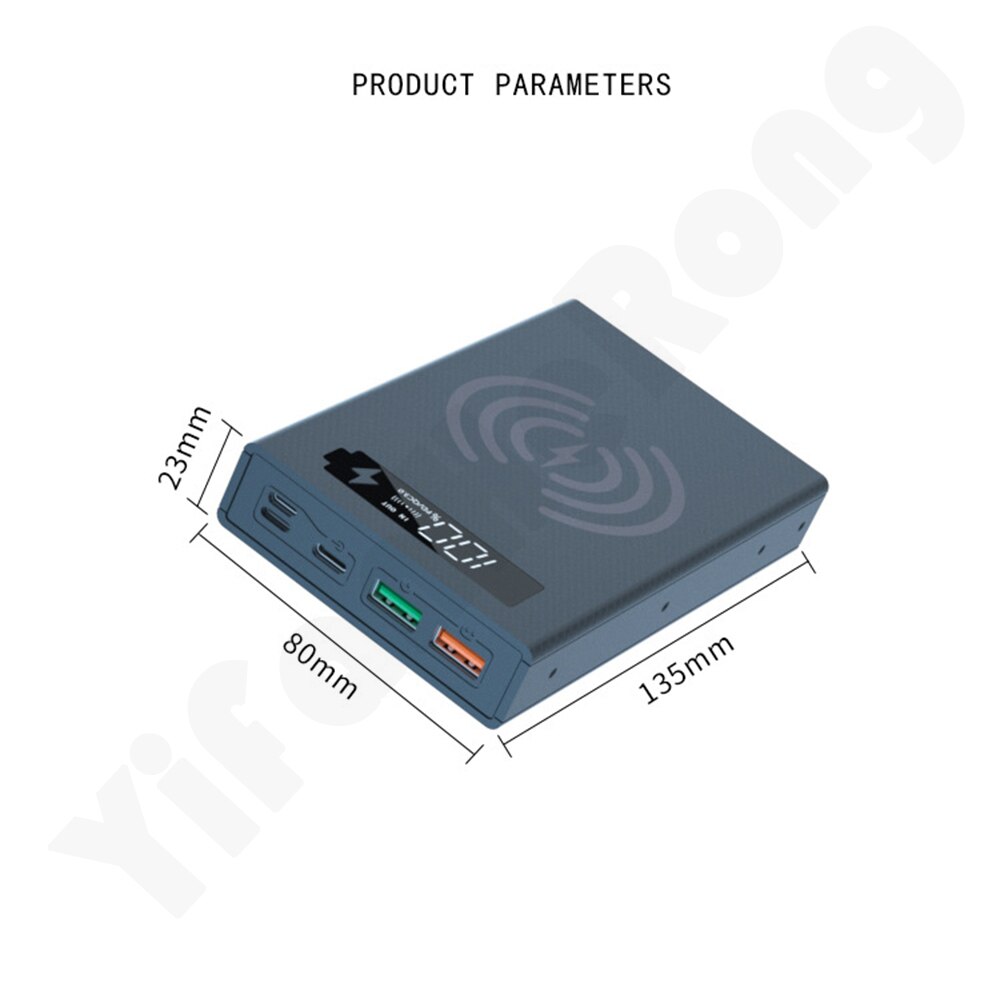 Quick Charge 5*18650 Power Bank Case 10W Wireless Charging USB Charger QC 3.0 PD DIY Shell 18650 battery Holder Charging Box