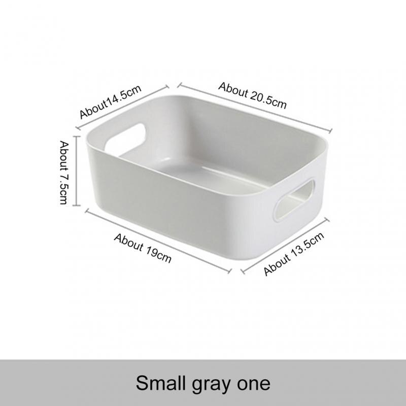 Storage Basket With Handle Cosmetic Storage Box Desktop Sundries Plastic Organizer Household Makeup Kitchen Storage Container: grey S