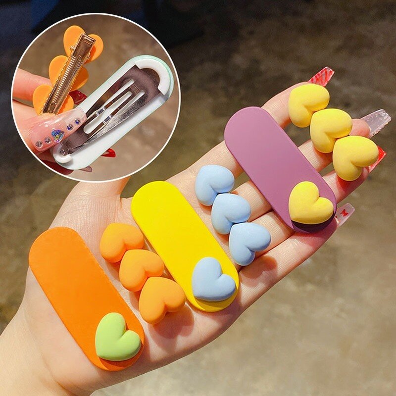 2Pcs Macaron Kleurrijke Baby Meisjes Haar Clips Leuke Hart Bb Clip Koreaanse Mode Kawaii Kids Prinses Haaraccessoires Haarbanden