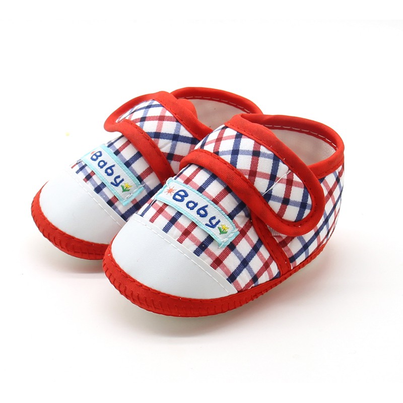 Baby Jongens Meisjes Schoenen Katoen Plaid Eerste Wandelaars Peuter Prewalker Soft Sole Laarsjes: R / 7-12 Months