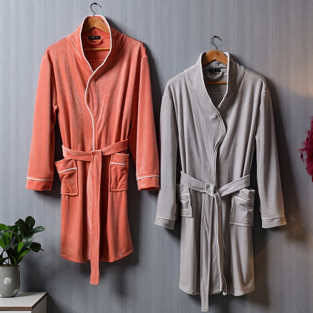 Bata de franela gruesa para hombre, Kimono de invierno, albornoz de lana de Coral suave, ropa de dormir para el hogar, camisón de gran tamaño, novedad