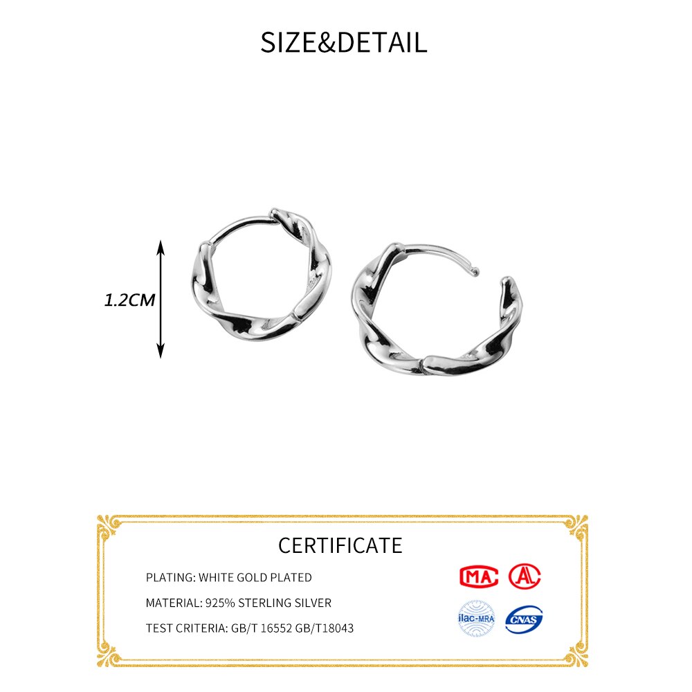 INZATT Real 925 Sterling Silver Minimalist Twist Round Hoop Earrings For Women Party Fine Jewelry Accessories