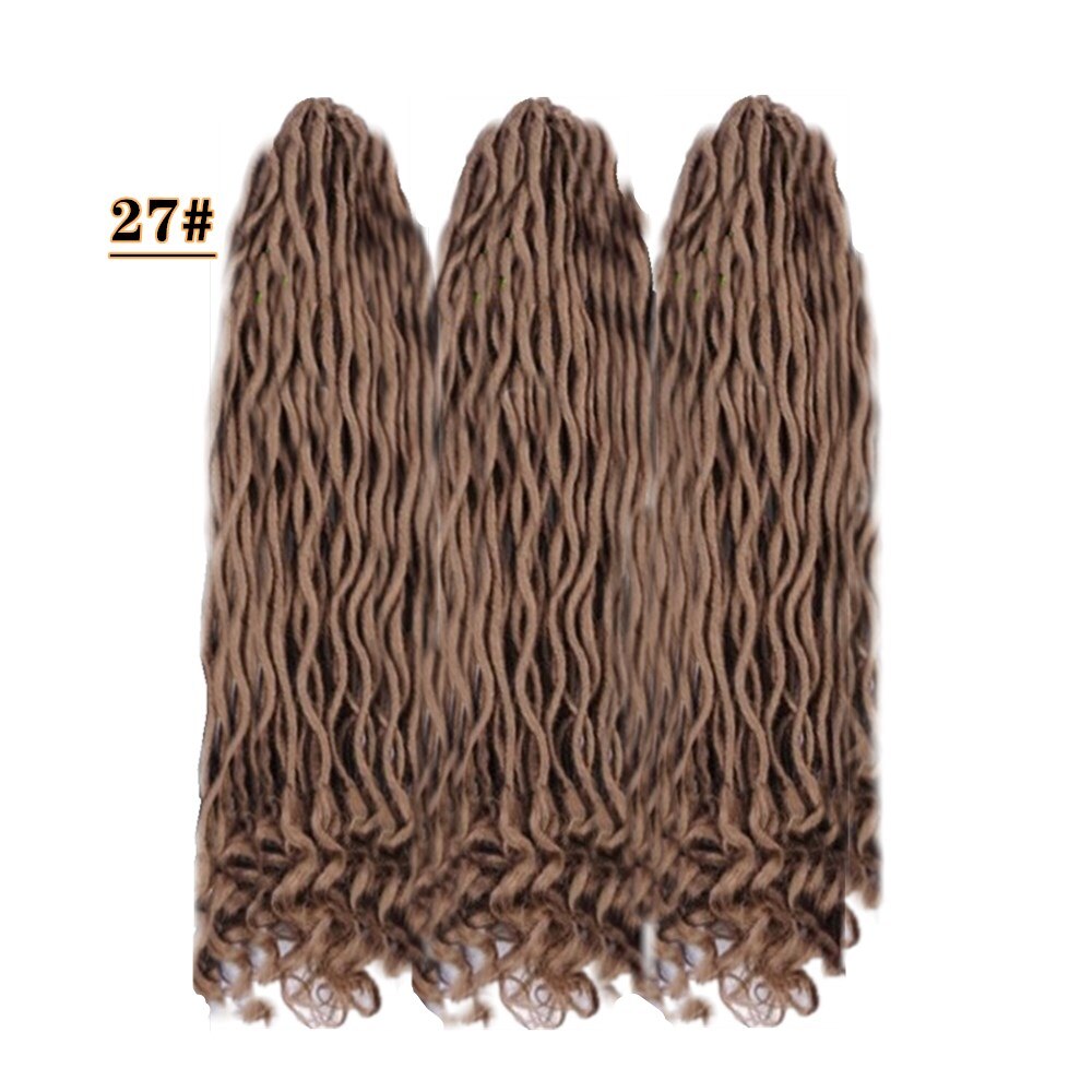 18 Inch Dreadlocks Hair Goddess Faux Locs 100G 24Roots Crochet Braids Hair Ombre T1B/27 T1B/bug Synthetic Hair Extensions: #27 / 3Pcs/Lot