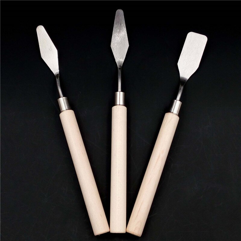 3Pcs/Set Stainless Steel Oil Painting Knives Artist Crafts Spatula Palette Knife Oil Painting Mixing Knife Scraper Art Tools