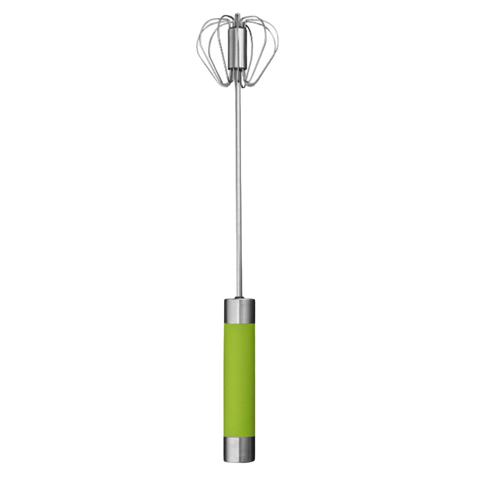 Egg Beater Semi-automatic Push Manual Rotation Food Grade Stainless Steel Kitchen Auxiliary Tool: green