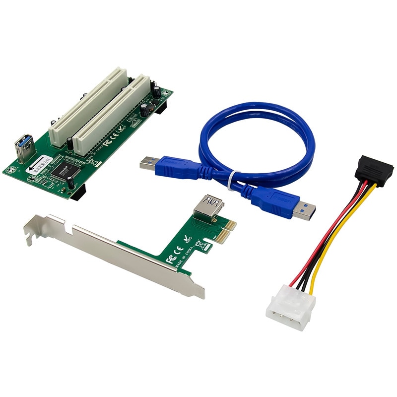 PCI Express to Dual PCI Adapter Card PCIe X1 to Router Tow 2 PCI Slot Riser Card 2.5Gbps Support Window Linux: Default Title