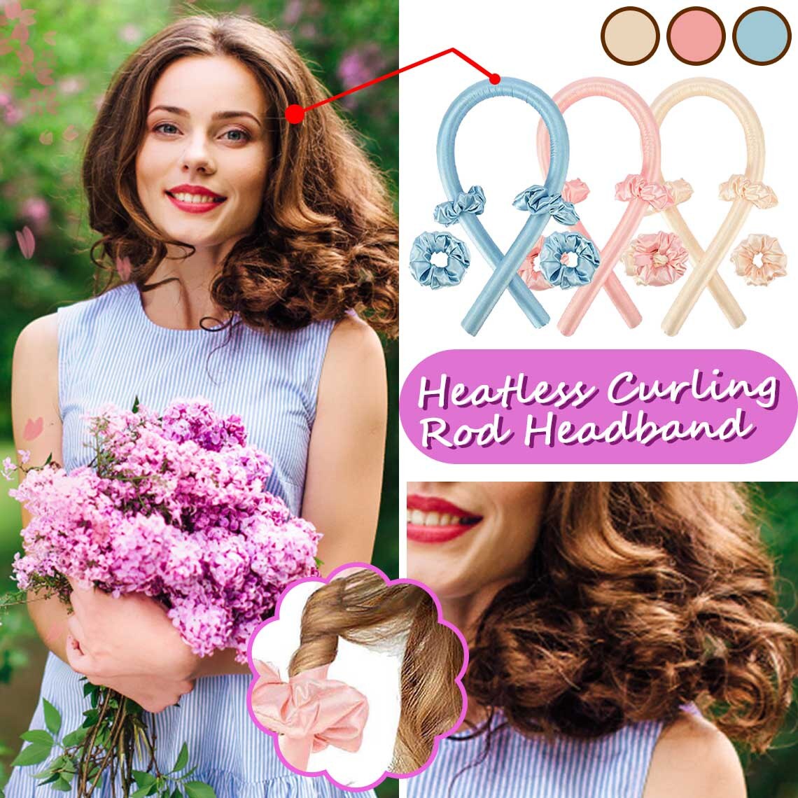 Heatless Curling Rod Headband No Heat Curls Ribbon Hair Rollers Sleeping Soft Headband Hair Curlers DIY Hair Styling Tools