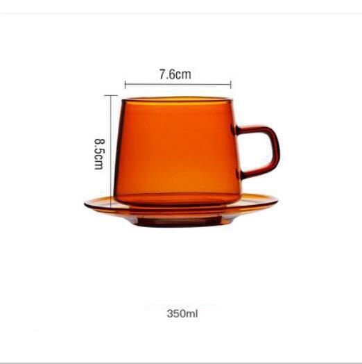 Tazza di vetro colorato tazza 350ml resistente al calore ambra blu verde impilabile tazza di vetro tazza da caffè tazza da tè 1pc: Arancia