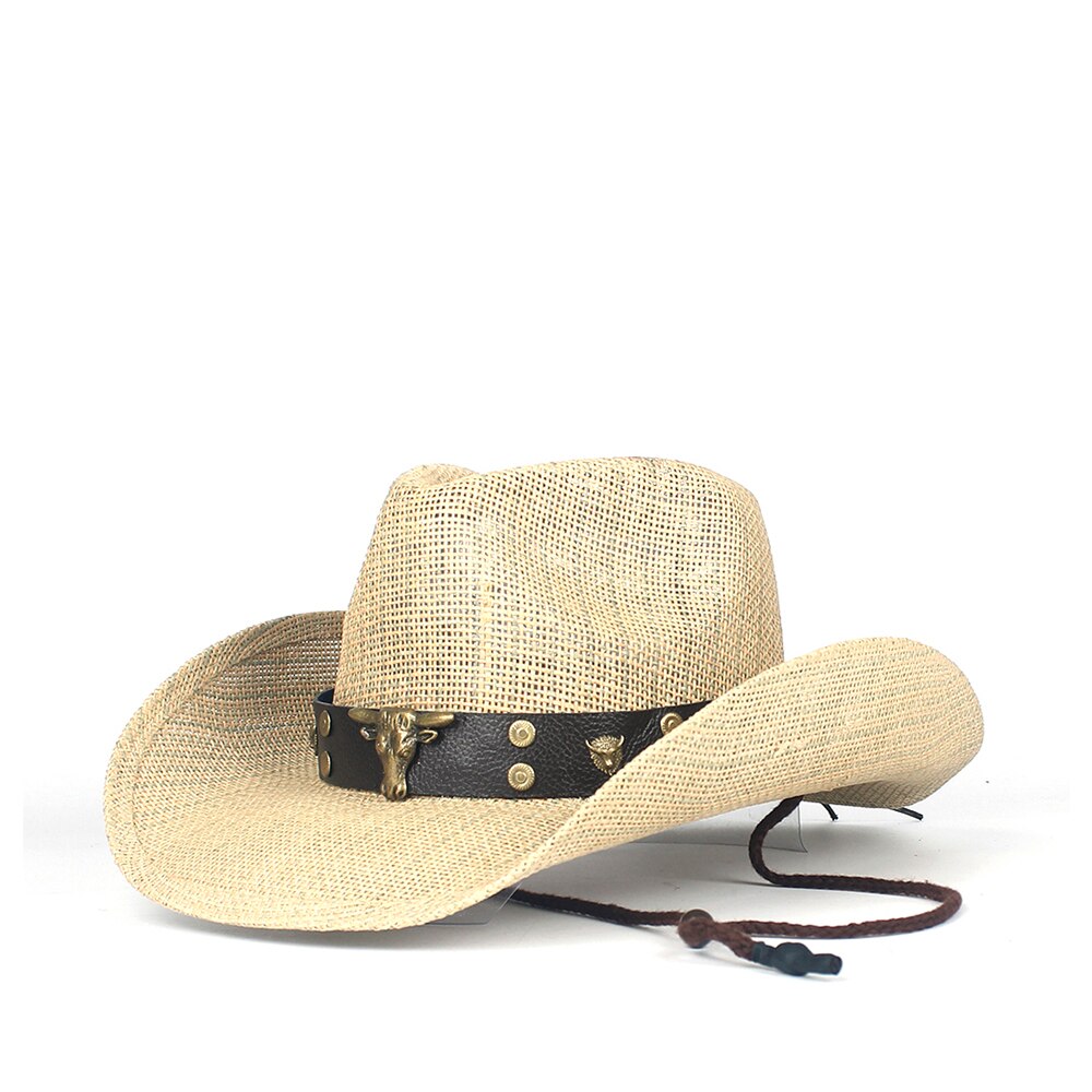 Western Cowboy Hat100% Straw Men Women Cowgirl Summer Hats For Lady Sun Hat Sombrero Hombre Beach Cowgirl Jazz: C3