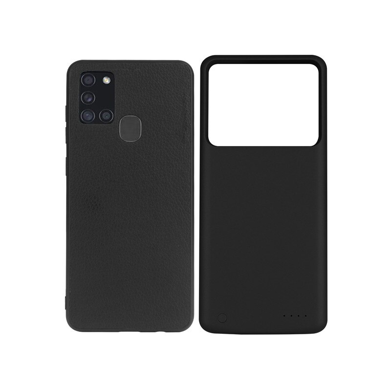 Magnetische Batterij Case Voor Samsung Galaxy A21S Smart Telefoon Batterij Lader Case Power Bank Voor Galaxy A21S Batterij Case: Black