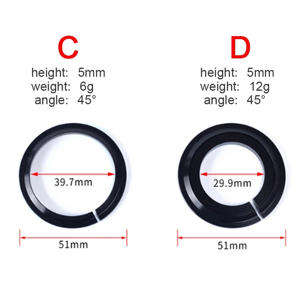 1.5inch Bike Headset Base Spacer Crown Race Bike Headset Washer Bicycle Parts 28.6mm Tapered Fork Straight Fork 45 degree