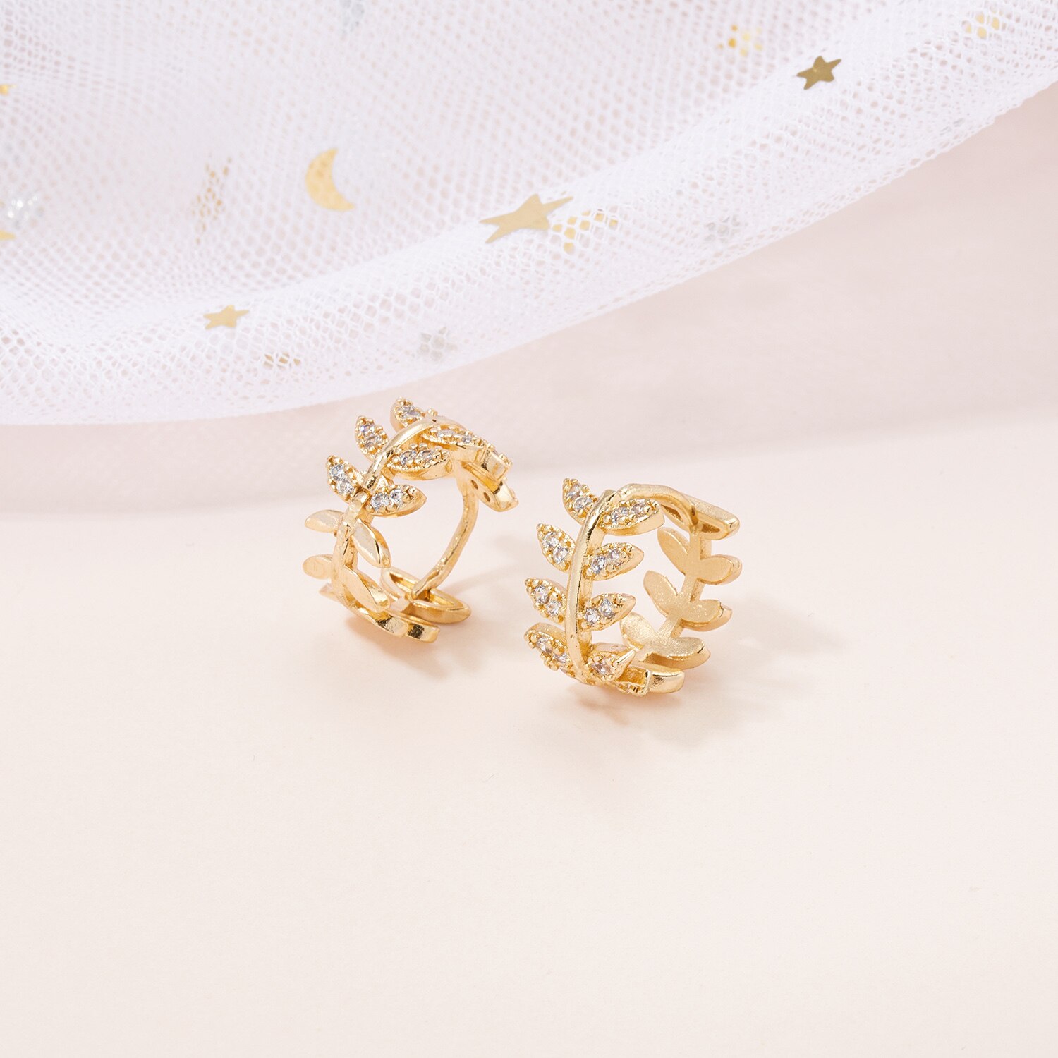 exquisit Gold Opal Kreis Ohrringe Für Frauen AAA Zirkon Glänzenden Strass Blätter Schmetterling Platz Ohrring Hochzeit Schmuck: ER20Y1391