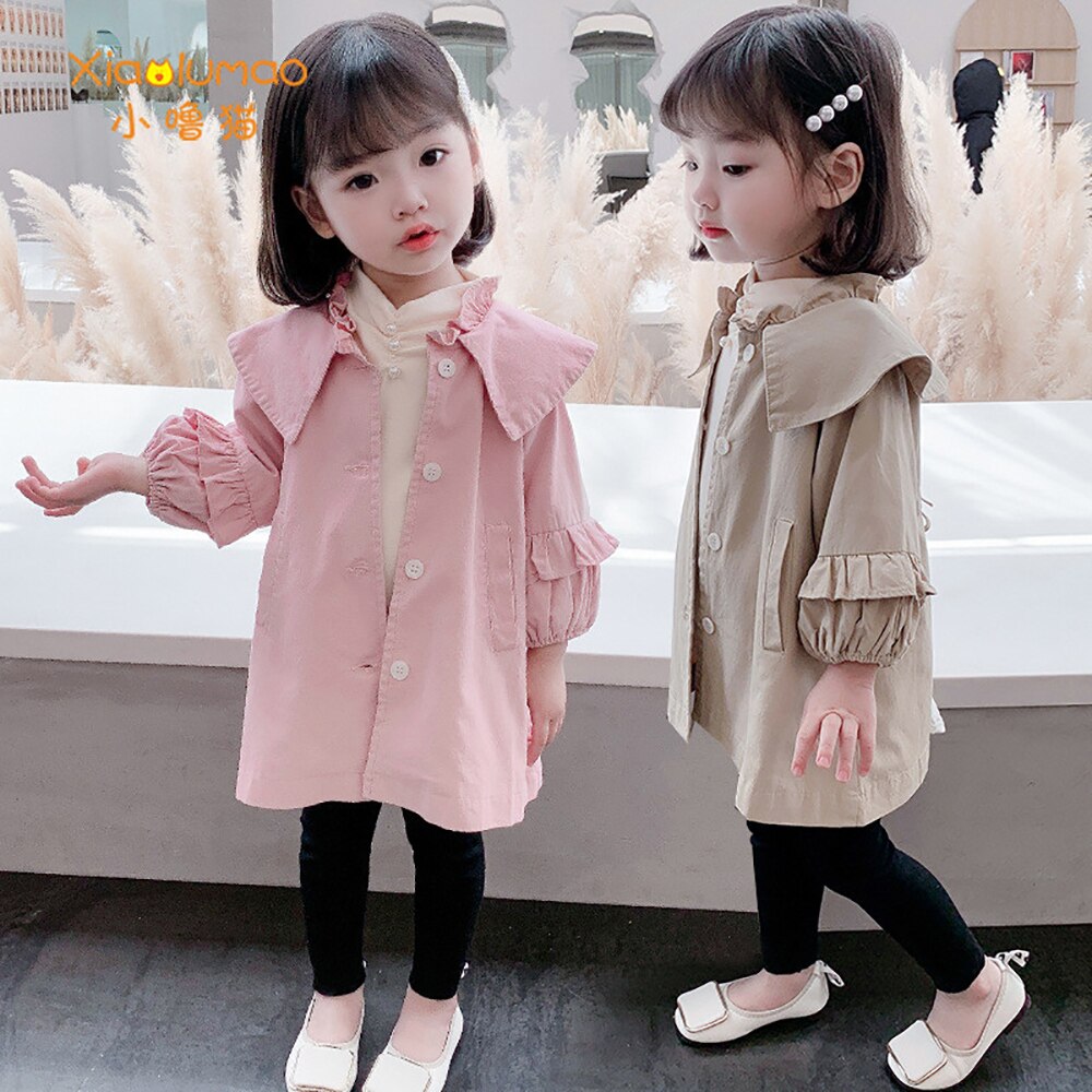 Trenchcoat Kids Kant Stiksels Herfst Jacket Terug Split Effen Kleur Jongen Windjack Voor Meisjes Kinderkleding Mode Kraag