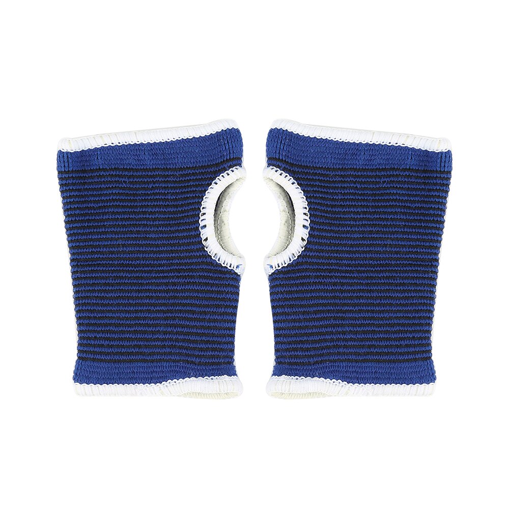 2 Stuks Unisex Blauw Palm Pols Hand Ondersteuning Handschoen + Elastische Zweetbandjes Brace Wraps Guards Voor Gym Volleybal Badminton