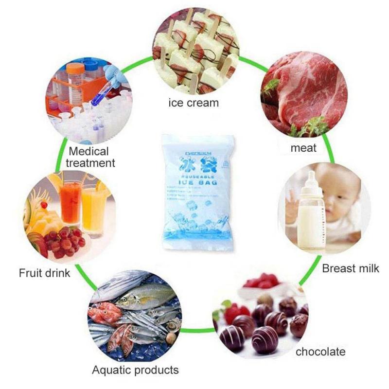10pcs Reusable Ice Bag Water Injection Icing Cooler Bag Refrigerate Food Keep Fresh Gel Dry Ice Pack First Aid Pain Relief